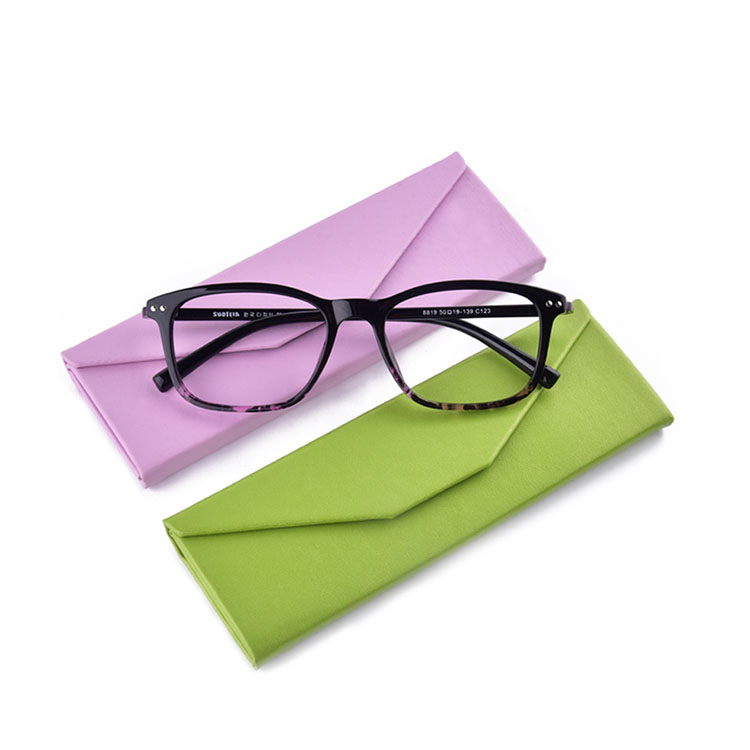Caja de gafas de cuero plegable rosada al por mayor barata de Jiaqi