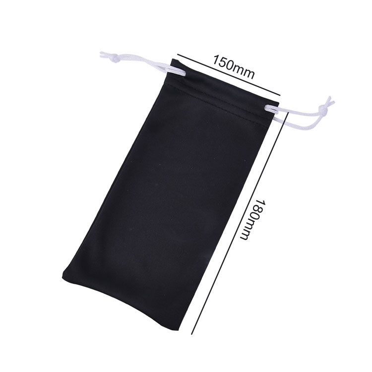 Bolsa de gafas de sol Rpet negra con cordón de impresión personalizada