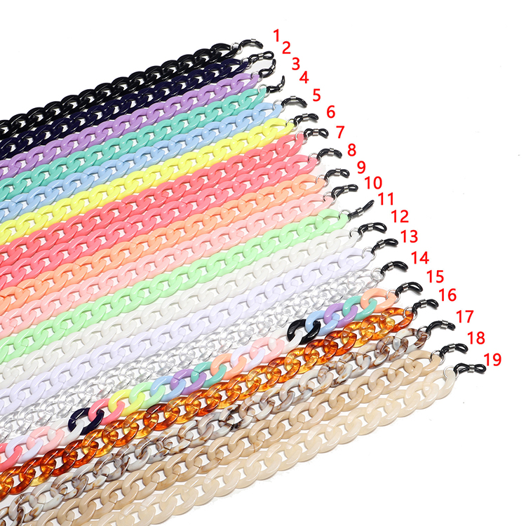 Gafas de lectura acrílicas a la moda, cadena colgante para el cuello, cadenas y cordones para anteojos