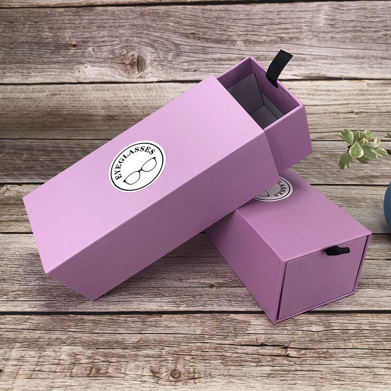 Embalaje de gafas de sol de papel personalizado con cajón rosa de lujo