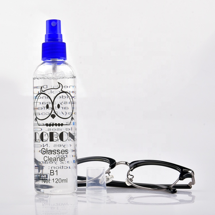 Spray de botella de plástico personalizado líquido limpiador de gafas de 120 ml