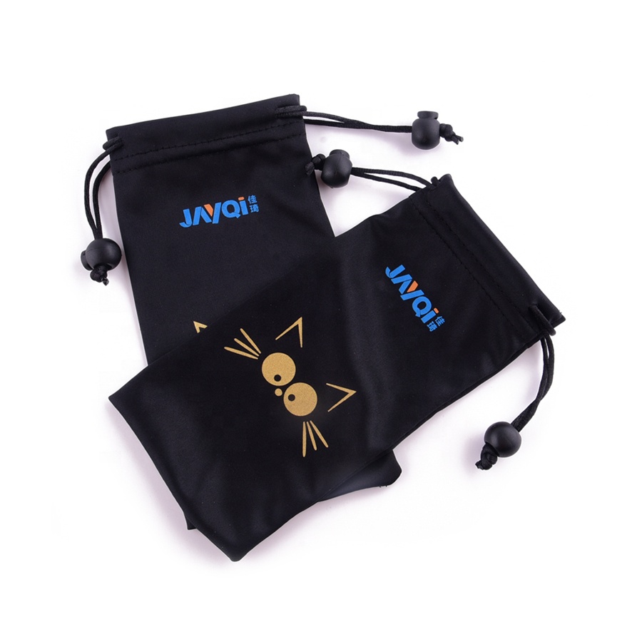 Estuche para anteojos de microfibra con cordón y estampado personalizado 